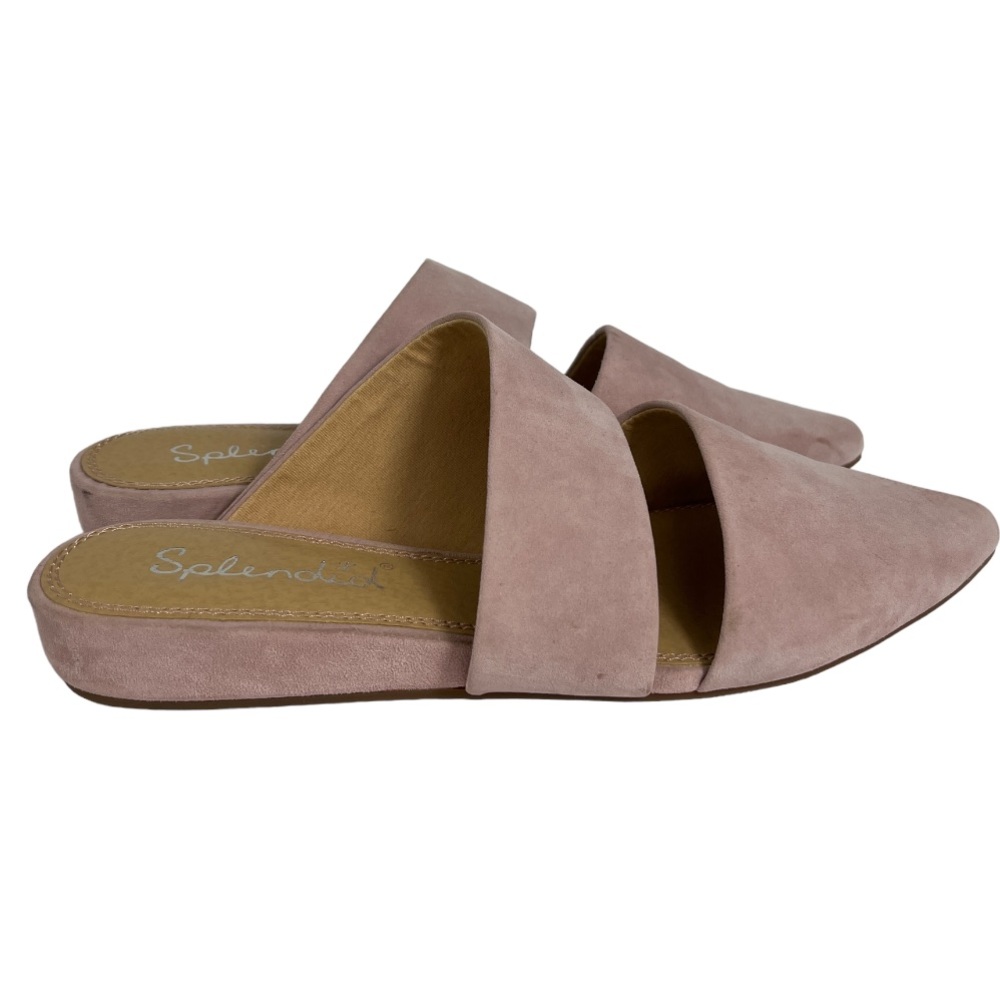 Splendid Scarla Rose Suede Strappy Pointed Toe Mule Slip On Flat Size 8